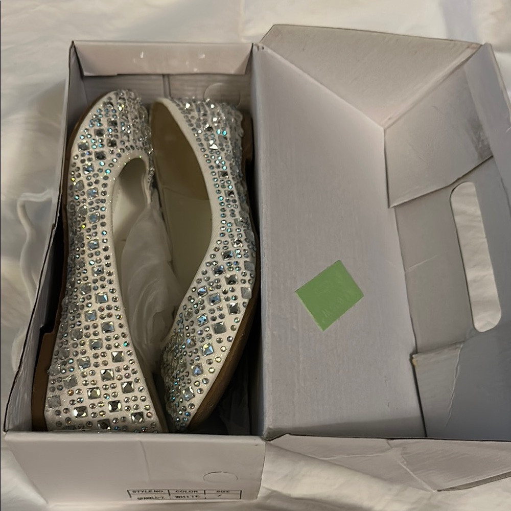 Women white loafers Sparkling Crystal